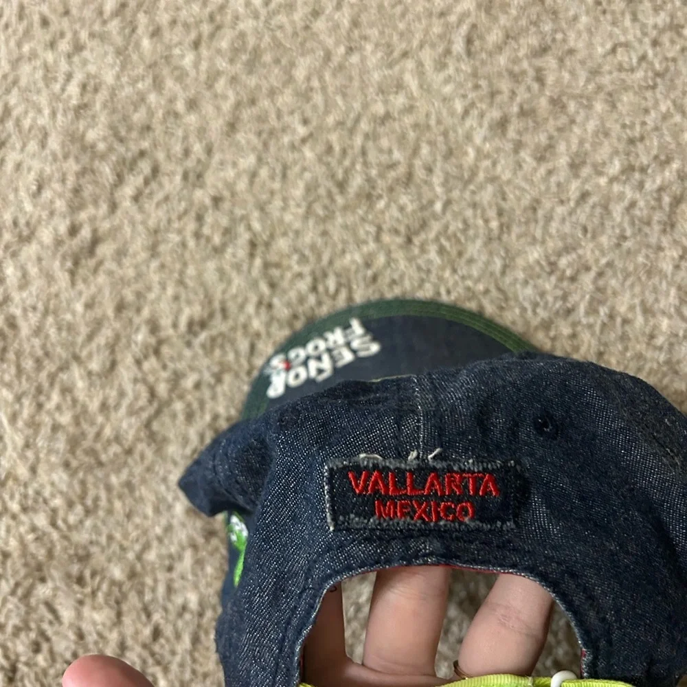 Señor Frog's Navy Hat Lime Frog Patch Mexico Headwear Adjustable Men's Cap Red